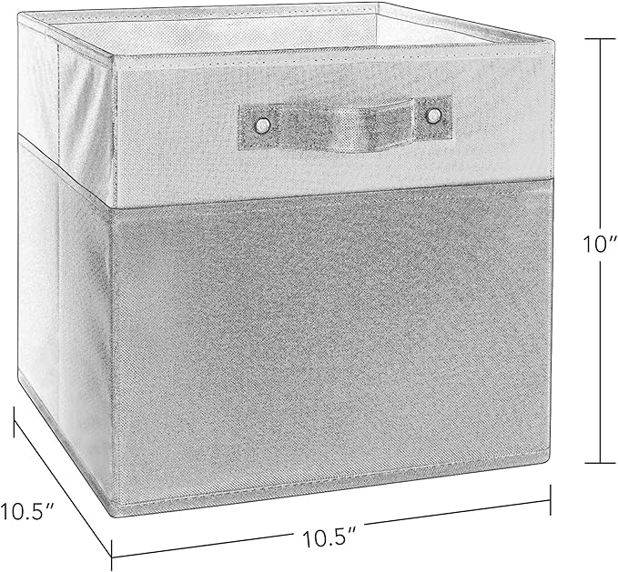 RiverRidge Kids storage bins - 10.5 Cube Storage Organizer with Handles – Gray Two-Tone closet organizers and storage for Toys, Shoes & More - Fits RiverRidge Cabinets