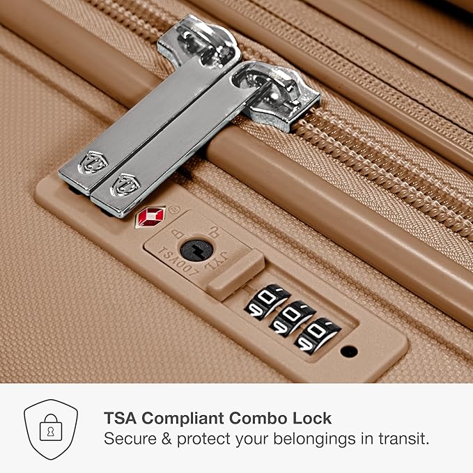 Traveler's Choice Pagosa Hardshell Expandable Luggage with Spinner Wheels, Latte Beige, 26-Inch Medium