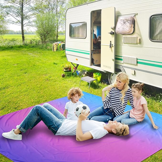 AISPARKY Beach Blanket Waterproof Sandproof Extra Large, Oversized Beach Mat, Quick Drying&Compact&Lightweight, Picnic Blankets Vacation Essentials for Outdoor Beach Camping (79" X 108" (6 Person))
