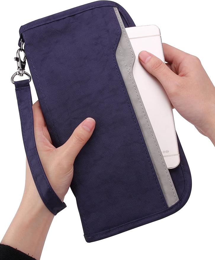 ZOPPEN Passport Holder Family RFID Passport Wallet, Passport Holder Women/Men, Travel Wallet Documents Organizer Zipper Case with Removable Wristlet Strap, Travel Essentials for Flying