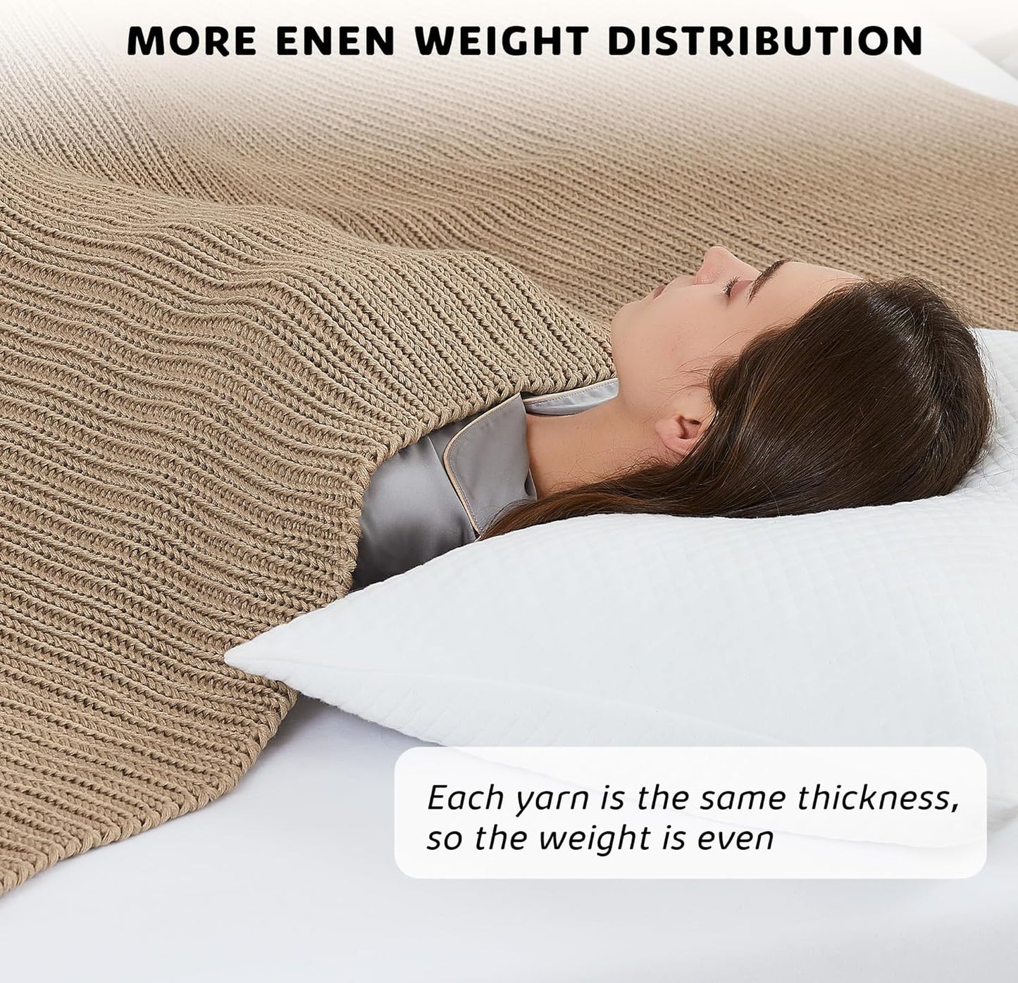 L'AGRATY Knitted Weighted Blanket - 48"x72" 15lbs Cooling Chunky Knit Heavy Blanket for Adults Braided Crochet Throw Thick Cable Yarn Knit Decorative No Beads Evenly Weighted Machine Washable