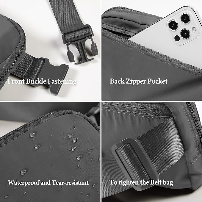 Fanny Pack Crossbody Bag Trendy Waterproof Small Cross Body Purse for Women Men Fashion Waist Packs Mini Belt Pouch Chest Bum Hip Bag Lulu Dupes for Travel Vacation Running Dim Grey
