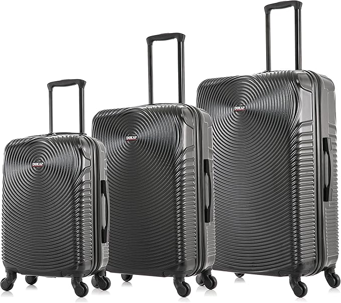 DUKAP INCEPTION Luggage with Spinner Wheels | Durable Lightweight Hardshell Suitcase,Travel Sets with Handle and Trolley | (20in, 24in, 28in) 3 Piece Luggage Set | Black