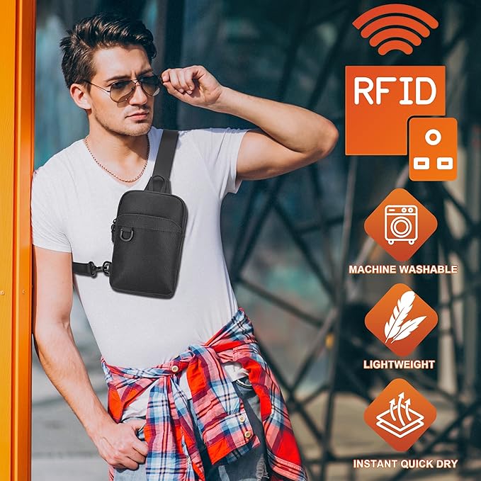 Small Sling Bag RFID Blocking Mini Crossbody Bag for Men and Women Travel Hiking Cross Body Bag