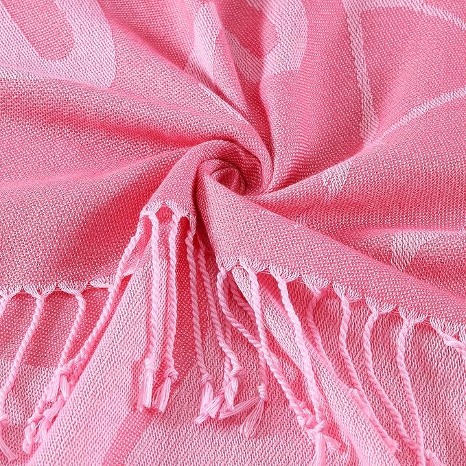 Genovega Oversized Cotton Turkish Beach Towels 72"x36" Lightweight Quick Dry Sandless Pool Swim Towel Large No Sand Adult Travel Compact Blanket Essentials Cruise Accessories Must Haves Pink Leaves