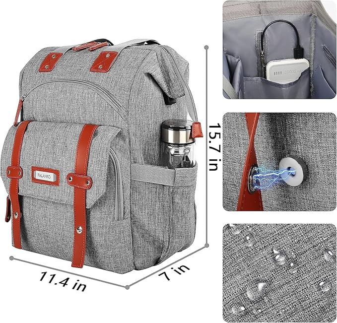 FALANKO Laptop Backpack for Women, 15.6 Inch Computer Backpack Doctor Teacher Work Purse Bookbag, Wide Top Open College Water Resistant Travel Casual Shoulder Bag with USB Charging Port