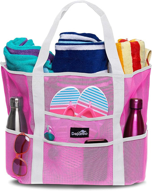 Dejaroo Mesh Sand Free Bag - Strong Lightweight Bag For Beach & Vacation Essentials. Tons of Storage!
