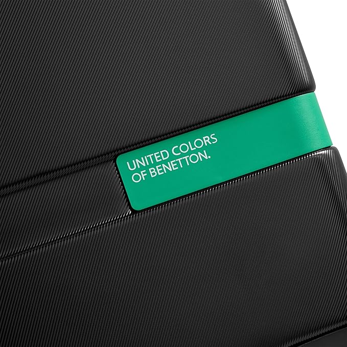 United Colors of Benetton Now! Hardside Luggage with Spinner Wheels, Black, Checked-Medium 23 Inch