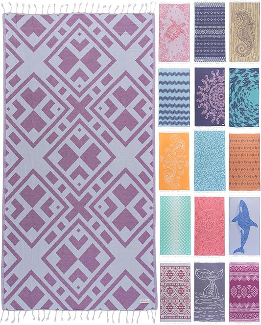 100% Cotton Luxury Beach Towels for Women - Big Beach Towel Turkish (69 x 37 inch) - Light Weight, Cloud, Sandless, Compact for Travel, Pool, Swimming - Beach Gifts for Women -Blanket, Wrap, Sarong