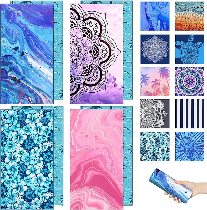 Margelife Sand Proof Microfiber Beach Towels Adult –Quick Fast Dry Beach Oversized for Swim Pool Yoga Travel Blanket Essentials Lightweight Accessories Must Haves Women Gifts Blue Purper