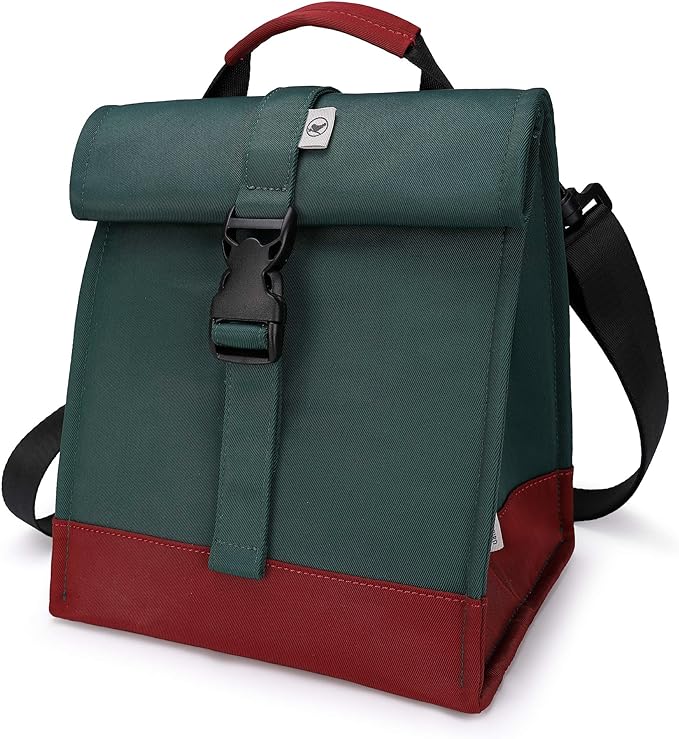 SUNNY BIRD Insulated Lunch Bag Rolltop Lunch Box Tote Lunchbox Bag for Women, Men, Adults and Teens (Green)