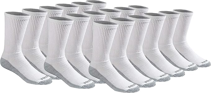 Dickies Men's Dri-Tech Original Moisture Control Crew Socks, Available in M-XXL (6, 12, 18 Pairs)