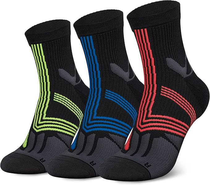 Hylaea Compression Running Socks for men, Coolmax Anti-Blister Cushion Crew Socks for Athletic, Moisture Wicking & Seamless