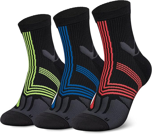 Hylaea Compression Running Socks for men, Coolmax Anti-Blister Cushion Crew Socks for Athletic, Moisture Wicking & Seamless