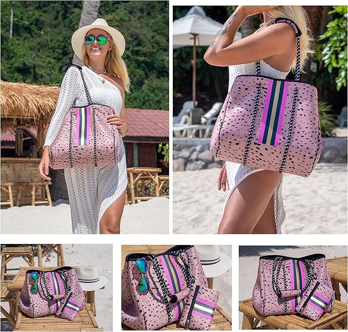 QOGiR Neoprene Multipurpose Beach Bag Tote with Inner Zipper Pocket … … … …