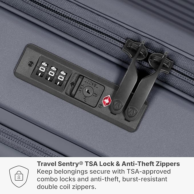 Traveler's Choice Novia Top Opening Expandable Polycarbonate Luggage with Spinner Wheels, Slate Blue, 30-Inch Large
