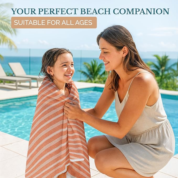 Casa Platino Beach Towel for Adults, Oversized and Lightweight Pool Towels, Pre-Washed, Quick Dry and Absorbent Fabric, Travel Comfort, or Daily Beach Adventures – 39"x71" Fired Brick
