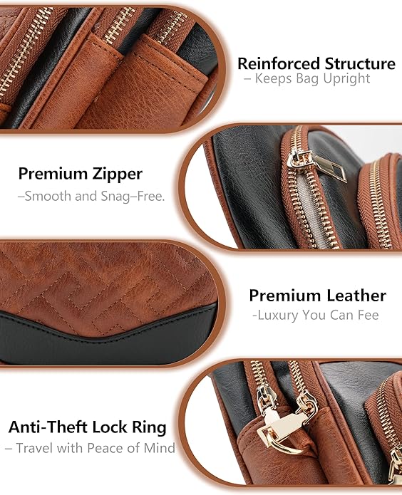 Anti Theft Crossbody Bags for Women, RFID Vegan Leather Sling Purse, Travel Chest Bag & Fanny Pack