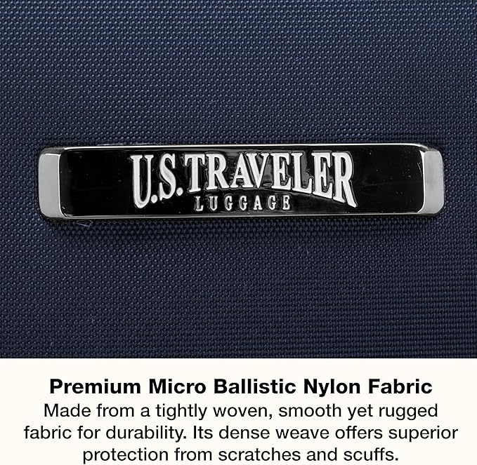 U.S. Traveler Anzio Softside Expandable Luggage with Spinner Wheels, Navy, 22-Inch Carry-on