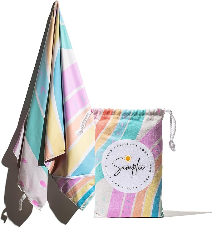 Sand Resistant Beach Towel - Zipper Pocket Feature, Compact, Lightweight, and Quick Drying Beach Towel
