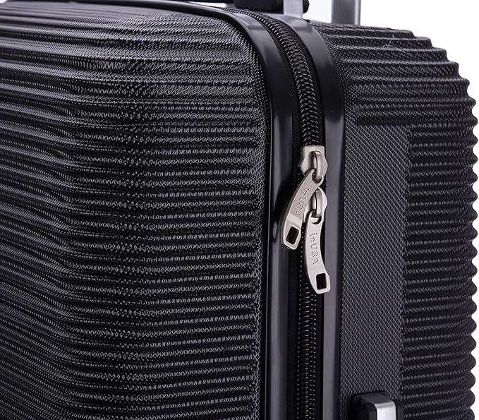 InUSA ROYAL Hardside Luggage Set with Spinner Wheel | Spacious Travel Suitcases with Ergonomic GEL Handle and Studs | (20/28/32) 3 Piece Luggage Set | Black