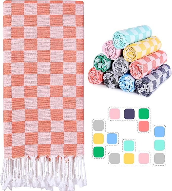 Antfuny Turkish Beach Towels Vacation Essentials for Women Birthday Coral Plaid, Teacher Appreciation Thank You Gifts, Mothers Days Mom Bride Girlfriend Friendship Sister 40th Retirement Gift