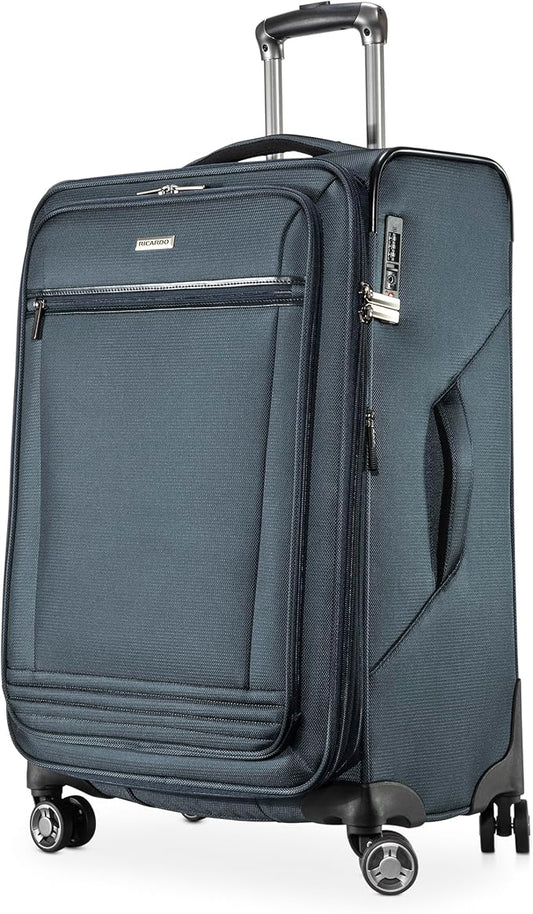 Ricardo Beverly Hills Avalon Softside Medium Check-In Luggage Made with Sustainable 100% Recycled PET (rPET), Lightweight, Eco-Friendly Travel, Expandable, Dual Spinner Wheels, Storm Blue, 24-inch