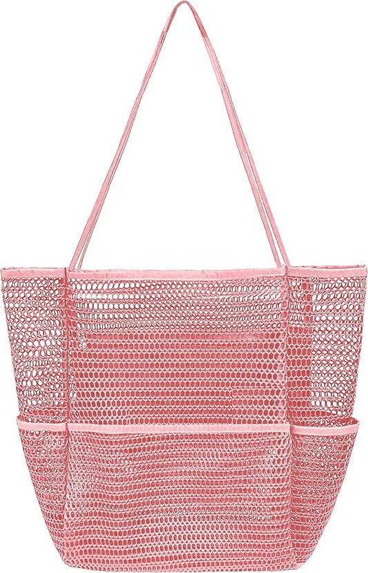 Mesh Beach Tote Bags for Women Sandproof Large Shoulder Pool Swimming Bag Summer Vacation Essentials Inner Pocket