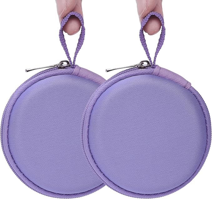 Ginsco Mini-Portable Hard Shell Earbuds Case for Apple EarPods Headphones USB-C Wired Ear Buds/Samsung Galaxy Wired Earbuds, Travel Case for Earphones Earplugs (2, Purple)