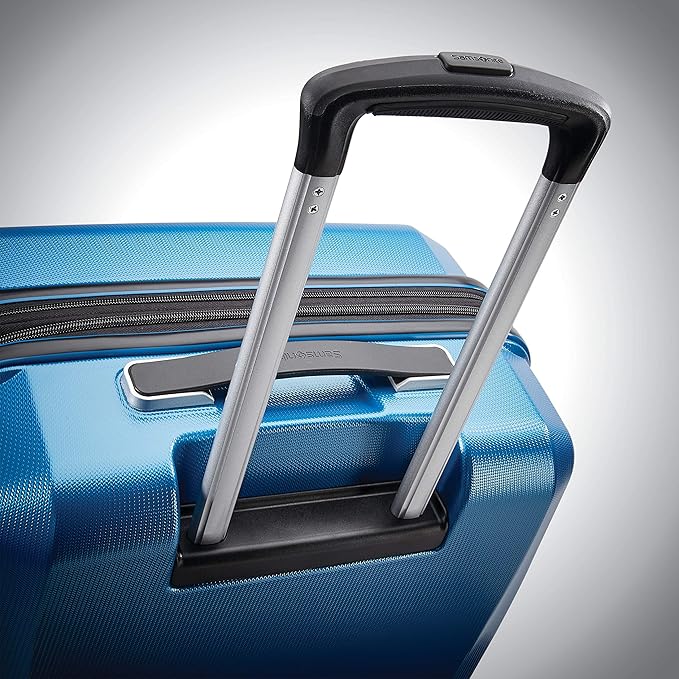 Samsonite Winfield 3 DLX Hardside Expandable Luggage with Spinners, Blue/Navy, Checked-Medium 25-Inch