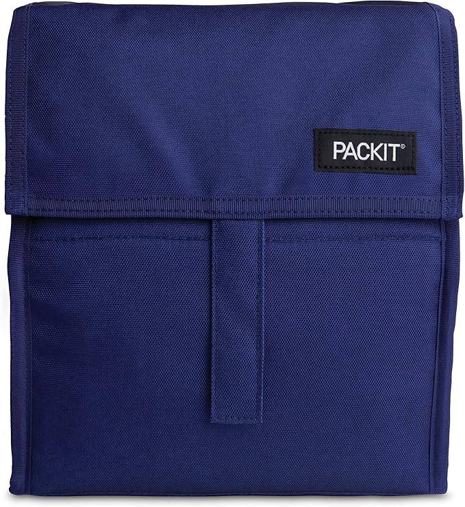 PackIt Freezable Lunch Bag, True Blue, Built with EcoFreeze Technology, Foldable, Reusable, Zip and Fold Closure with Buckle Handle, Designed for Work Lunches and Fresh Lunch On the Go
