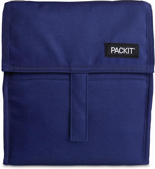 PackIt Freezable Lunch Bag, True Blue, Built with EcoFreeze Technology, Foldable, Reusable, Zip and Fold Closure with Buckle Handle, Designed for Work Lunches and Fresh Lunch On the Go