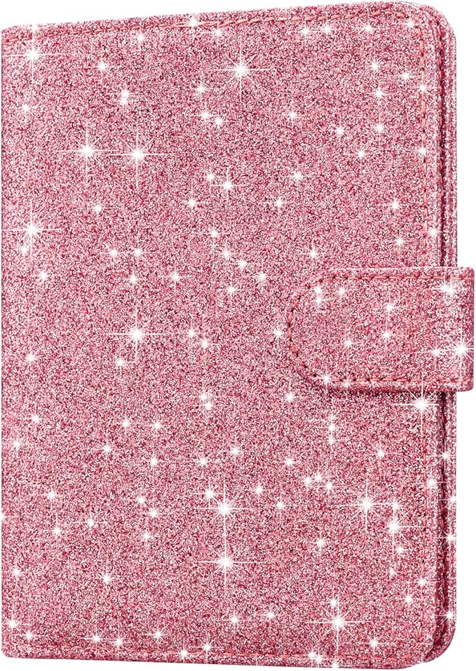 HOTCOOL Passport Holder Travel Essentials Airplane & Cruise Essentials Ship Leather Wallet Cover Case RFID Blocking Women & Men Vacation Travel Accessories Gifts Deals, Glitter - Pink