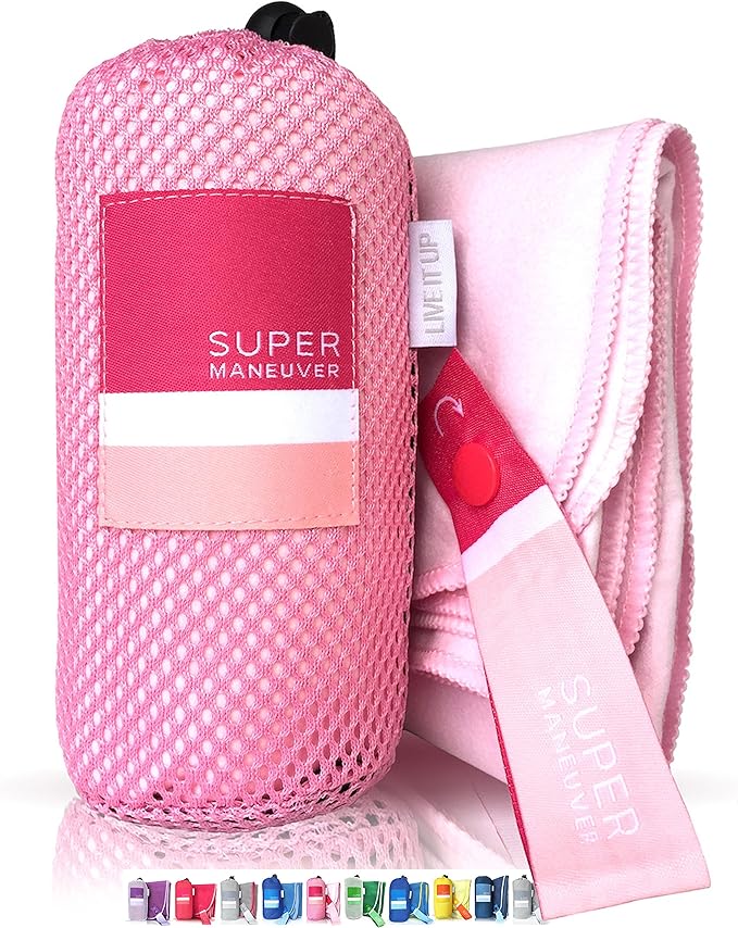 Super Towel for Sports, Travel & Beach - Lightweight, Compact, Absorbent, Quick-Dry, Soft Microfiber Suede - For the pool, bath, gym, yoga, hiking, camping & outdoors (Blush, XL (60x32"))