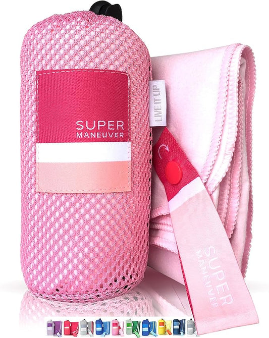 Super Towel for Sports, Travel & Beach - Lightweight, Compact, Absorbent, Quick-Dry, Soft Microfiber Suede - For the pool, bath, gym, yoga, hiking, camping & outdoors (Blush, XL (60x32"))