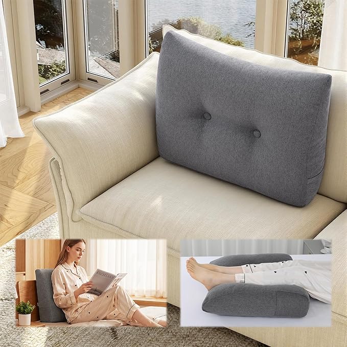 ROYALAY Back Support for Couch Sitting, Memory Foam Back Cushion for Couch, Back Rest Pillow for Sitting in Bed, Wedge Reading Pillow for Sofa