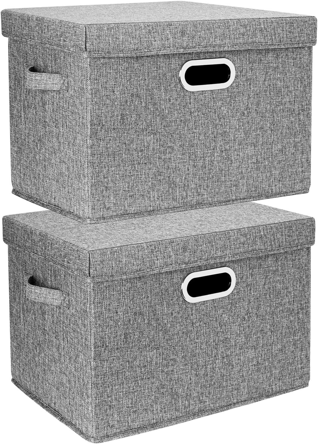 TYEERS Large Collapsible Storage Bins with Lids, Organization Bins for Closet Storage, Clothes Storage, Folding Storage Box with Lids for Home Office Storage - 2 Pack - Gray
