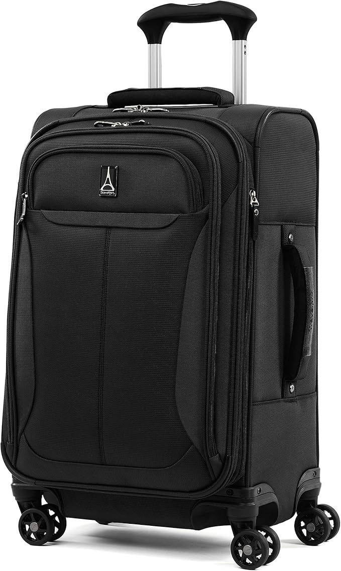 Travelpro Tourlite Softside 2-Piece Set, Expandable Luggage, 4 Spinner Wheels, Lightweight Suitcase, 21" Carry-On, 25" Checked Medium, Black
