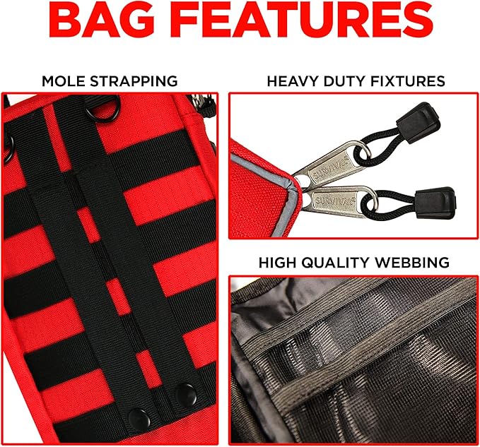 Rapid Care Premium Trauma First Aid Kit for Outdoors, Workplace, and Home - Exceed OSHA Guidelines and ANSI 2009 Standards - 240 Pieces - Includes Bonus Travel Kit