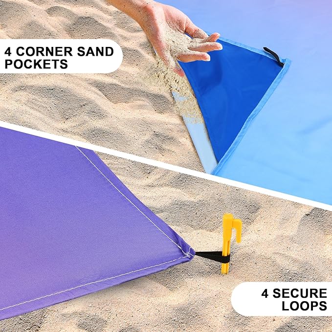 AISPARKY Beach Blanket Waterproof Sandproof Extra Large, Oversized Beach Mat, Quick Drying&Compact&Lightweight, Picnic Blankets Vacation Essentials for Outdoor Beach Camping (79" X 108" (6 Person))