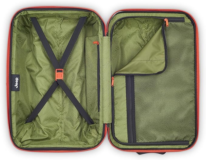 Jeep JH003B Hardside Expandable Luggage with Two Wheels, Tomato, Carry-On 21 Inch