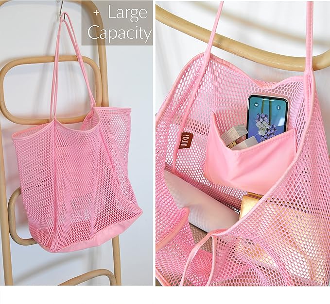 HOXIS Mesh Beach Tote Womens Shoulder Handbag
