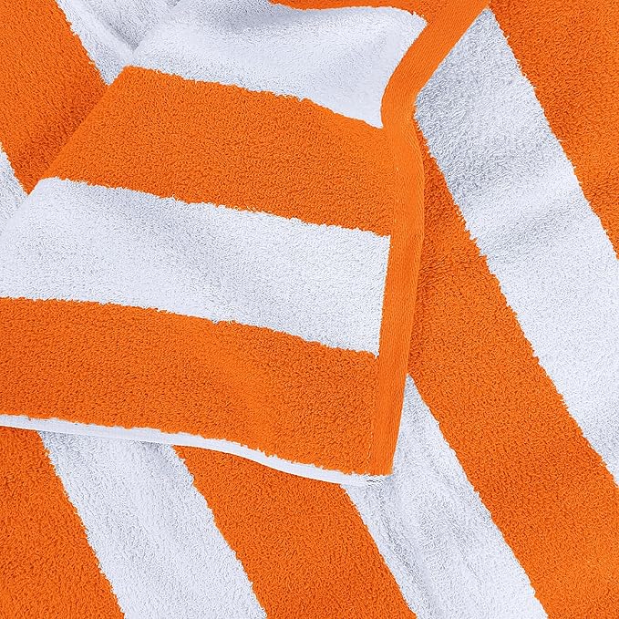 Utopia Towels 4 Pack Cabana Stripe Beach Towel, 30 by 60 Inches, Oversized 100% Ring Spun Cotton Pool Towels, Highly Absorbent Quick Dry Bath Towels for Beach, and Swim, Orange