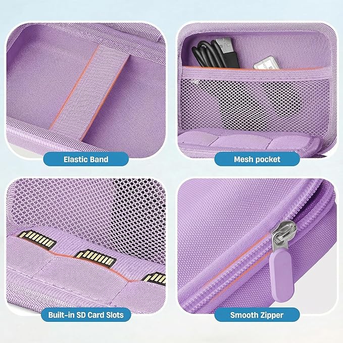Digital Camera Case Compatible with VAHOIALD FHD 1080P/ for CAMKORY Digital Point and Shoot/for KODAK PIXPRO FZ45-BK 16MP Vlogging/for IWEUKJLO/for Nsoela, Holder for SD Card More (Purple)
