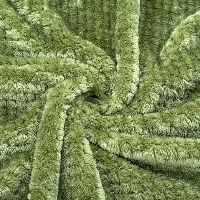 Fuzzy Blanket or Fluffy Blanket for Baby, Soft Warm Cozy Coral Fleece Toddler, Infant or Newborn Receiving Blanket for Crib, Stroller, Travel, Decorative, 30”×40”, Olive Green+Black Green