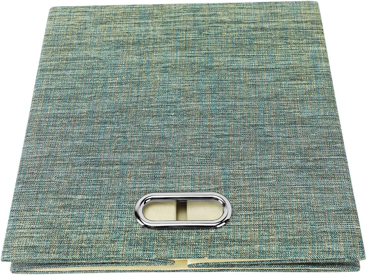 Posprica Storage Basket Bins,11×11×11 Foldable Storage Cube Boxes Fabric Drawer for Closet Shelf Cabinet Bookcase - Set of 4,Teal