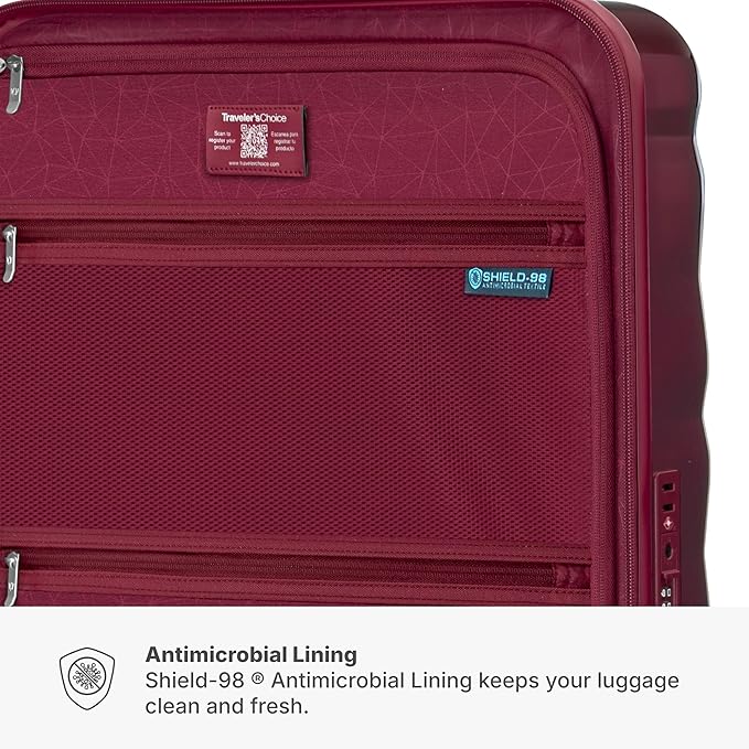 Traveler's Choice Edinburgh II Hardside Spinner Luggage, TSA Lock, Red, 29" Large