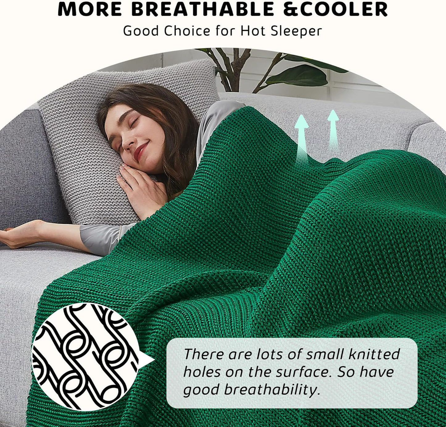 L'AGRATY Knitted Weighted Blanket - 48"x72" 12lbs Cooling Chunky Knit Heavy Blanket for Adults Braided Crochet Throw Thick Cable Yarn Knit Decorative No Beads Evenly Weighted Machine Washable