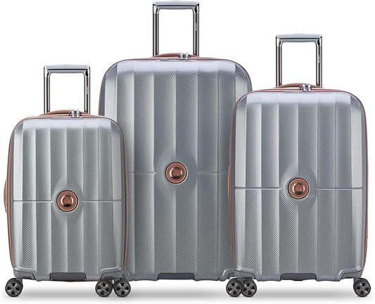 DELSEY PARIS Carrousel Hardside Expandable Luggage with Spinner Wheels, Platinum, 3 Piece Set (21/24/28)
