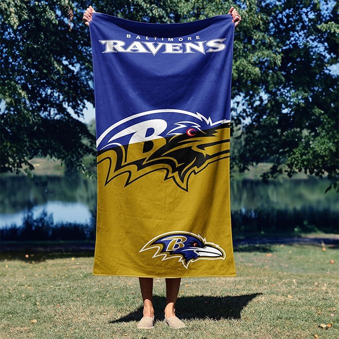 Northwest NFL Oversized Microfiber Beach Towel, 60 x 70 Inches – Quick Dry, Sand Resistant, Lightweight, Highly Absorbent, Shibori Design